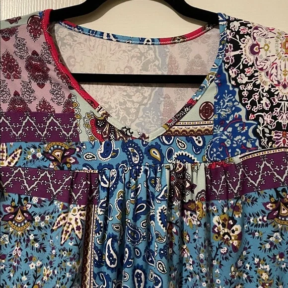 Patchwork Short Sleeve Top - Picture 2 of 5